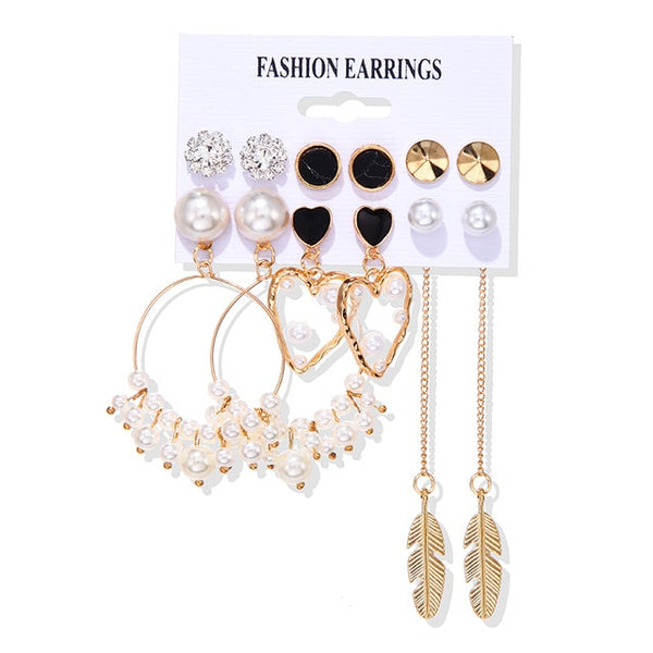 Brincos femininos conjunto borla pérola brincos para mulheres boêmio moda jóias 2020 geométrico kolczyki hoop earings