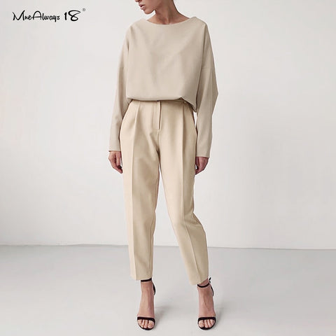 Mnealways18 Vintage Zipper Khaki Trousers Women High Waist Office Pants Ladies Brown Trousers Work Wear Summer Long Pants 2020