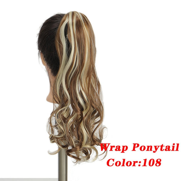 Straight Clip In Hair Tail False Hair 24" 120g Ponytail Hairpiece With Hairpins Synthetic Hair Pony Tail Hair Extensions AOSIWIG