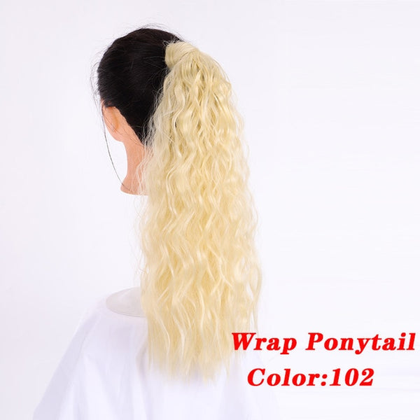 Straight Clip In Hair Tail False Hair 24" 120g Ponytail Hairpiece With Hairpins Synthetic Hair Pony Tail Hair Extensions AOSIWIG