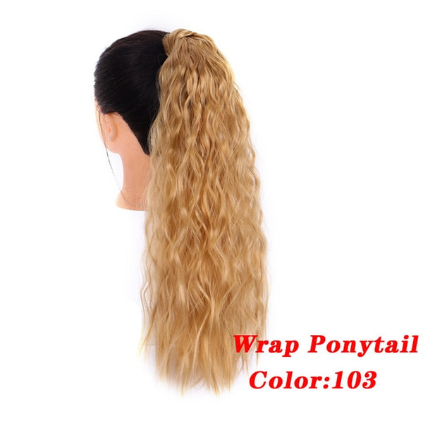 Straight Clip In Hair Tail False Hair 24" 120g Ponytail Hairpiece With Hairpins Synthetic Hair Pony Tail Hair Extensions AOSIWIG