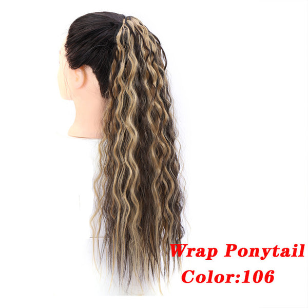 Straight Clip In Hair Tail False Hair 24" 120g Ponytail Hairpiece With Hairpins Synthetic Hair Pony Tail Hair Extensions AOSIWIG