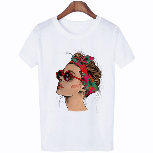 Plus Size Women Summer Vogue Print Lady Casual T-shirt Tops Harajuku Streetwear Short Sleeve O-Neck Tops Tees Camisetas Mujer