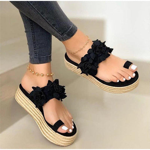 Sandalias de verano para mujer MCCKLE, Sandalias de mujer, Sandalias de mujer con plataforma de flores, Sandalias casuales para mujer