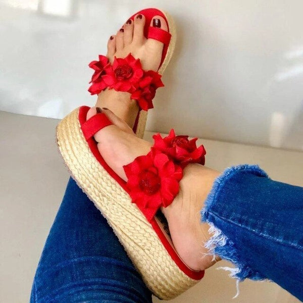 Sandalias de verano para mujer MCCKLE, Sandalias de mujer, Sandalias de mujer con plataforma de flores, Sandalias casuales para mujer