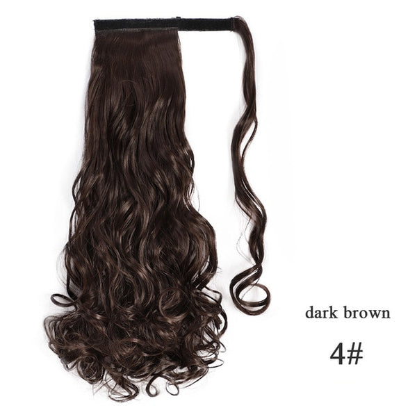 Vigorous Corn Wavy Long Ponytail Synthetic Hairpiece Wrap on Clip Hair Extensions Ombre Brown Pony Tail Blonde Fack Hair