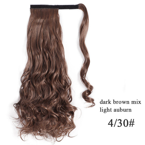 Vigorous Corn Wavy Long Ponytail Synthetic Hairpiece Wrap on Clip Hair Extensions Ombre Brown Pony Tail Blonde Fack Hair