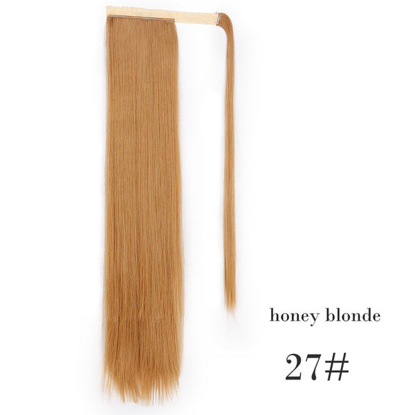 Vigorous Corn Wavy Long Ponytail Synthetic Hairpiece Wrap on Clip Hair Extensions Ombre Brown Pony Tail Blonde Fack Hair