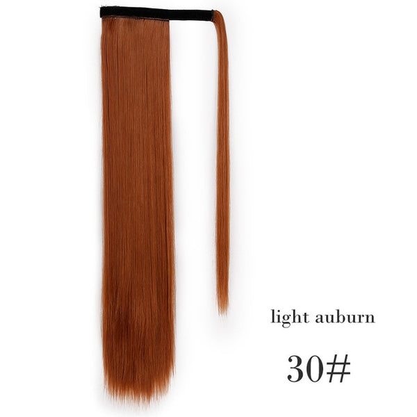 Vigorous Corn Wavy Long Ponytail Synthetic Hairpiece Wrap on Clip Hair Extensions Ombre Brown Pony Tail Blonde Fack Hair