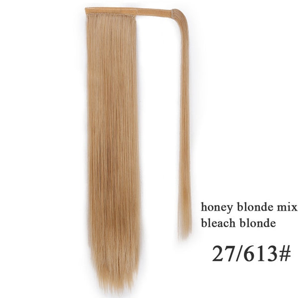 Vigorous Corn Wavy Long Ponytail Synthetic Hairpiece Wrap on Clip Hair Extensions Ombre Brown Pony Tail Blonde Fack Hair