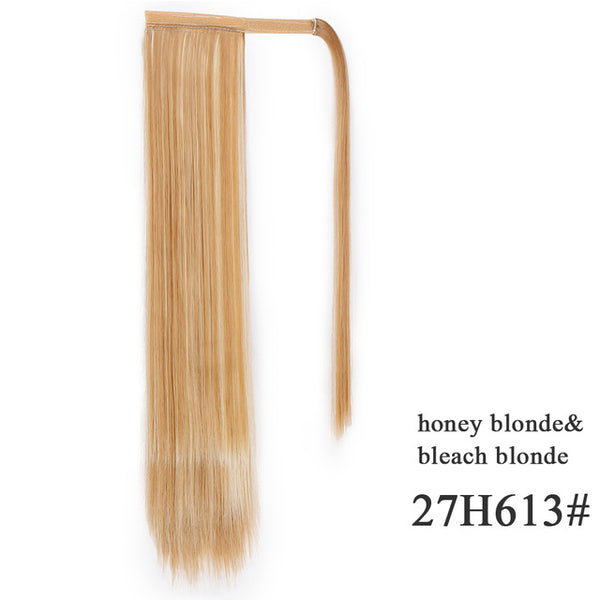 Vigorous Corn Wavy Long Ponytail Synthetic Hairpiece Wrap on Clip Hair Extensions Ombre Brown Pony Tail Blonde Fack Hair