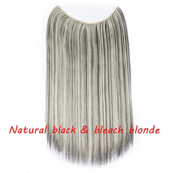 S-noilite 20inch Invisible Wire No Clip One Piece Halo Hair Extension flip in false hair Hairpieces Synthetic hair for women