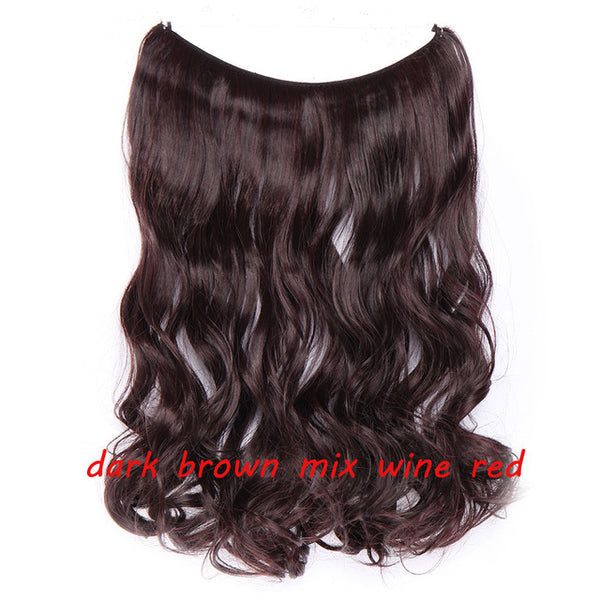 S-noilite 20inch Invisible Wire No Clip One Piece Halo Hair Extension flip in false hair Hairpieces Synthetic hair for women