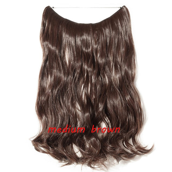 S-noilite 20inch Invisible Wire No Clip One Piece Halo Hair Extension flip in false hair Hairpieces Synthetic hair for women