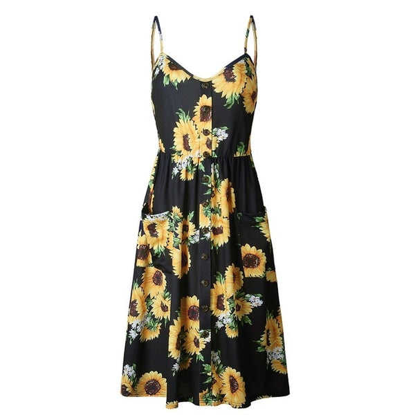 Boho Beach Dress Sleeveless High Waist Casual Print Women Dress Slim Elegant Women Clothes Summer 2019 Sexy Club Dresses Vestido