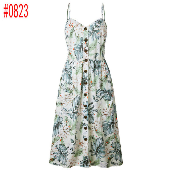 Boho Beach Dress Sleeveless High Waist Casual Print Women Dress Slim Elegant Women Clothes Summer 2019 Sexy Club Dresses Vestido